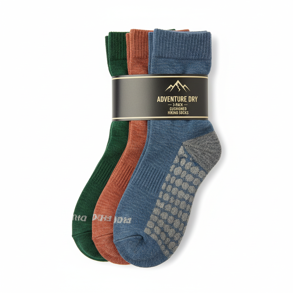 Moisture-Wicking Hiking Socks Pack of 3