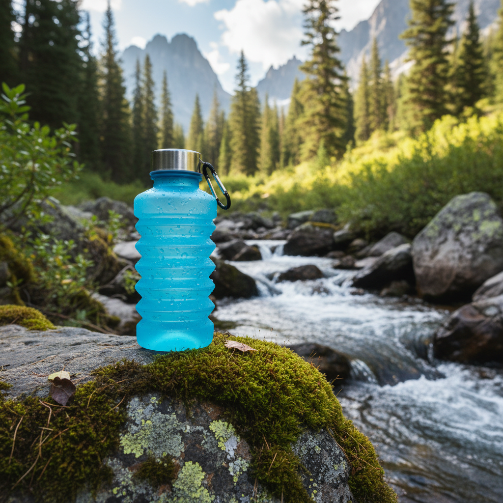 Collapsible Silicone Water Bottle for Hiking